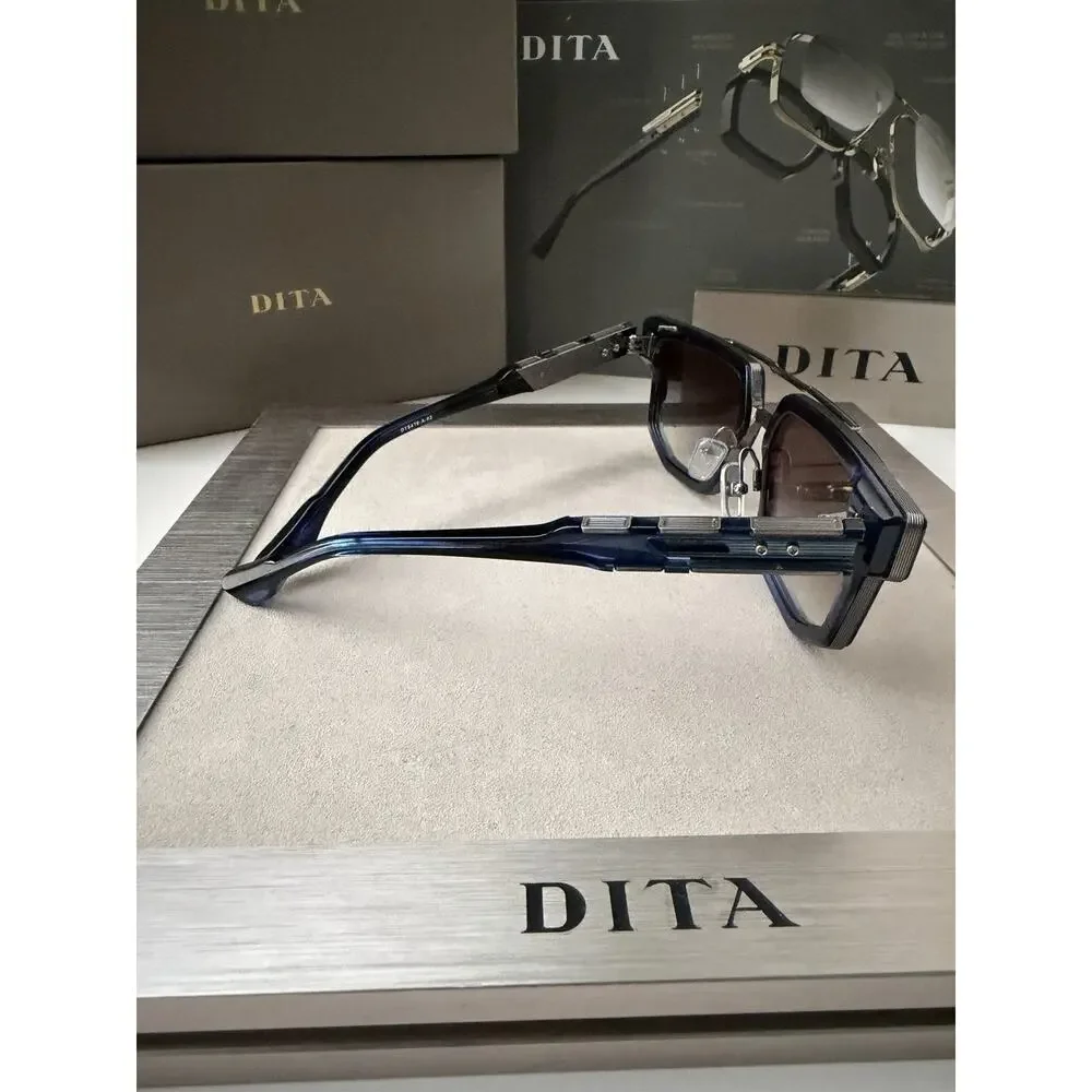 DITA MACH NINE DTS 478 03 Blue Swirl - Antique Silver Grey Sunglasses AUTHENTIC